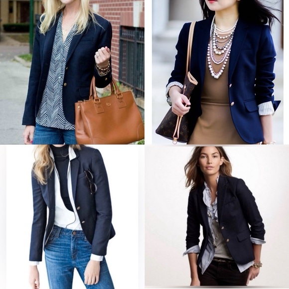 J. Crew Original Schoolboy Blazer Navy Blue Wool Blend Sz 0 - Picture 4 of 16